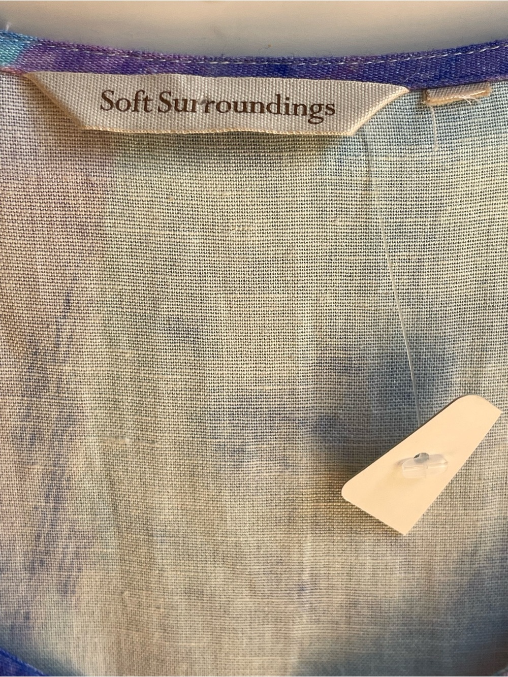 NWT Soft Surroundings XL Wearable Art Watercolor Linen Blend Midi Dress Pockets - Picture 3 of 8